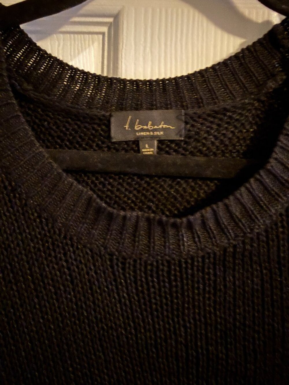 Babaton Aritzia Black Linen & Silk Open Knit Sweater – Size Large - Picture 2 of 4